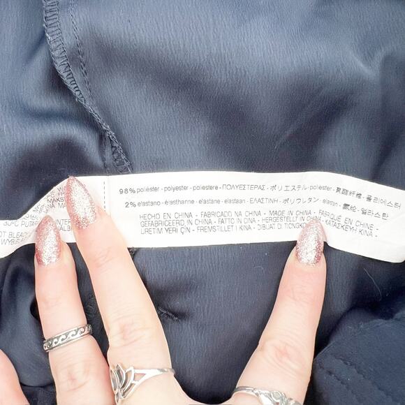 Zara Women's Navy Blue High Waisted Cropped Wide Leg Trousers Pants Size‎ L - Picture 4 of 4